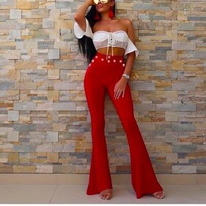 Red Gold Button Bandage Trousers - Perfect Condition - Small - New